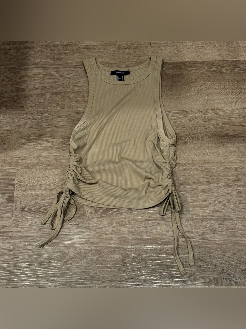 Forever 21 Ribbed Side-Tie Tank Top in Tan